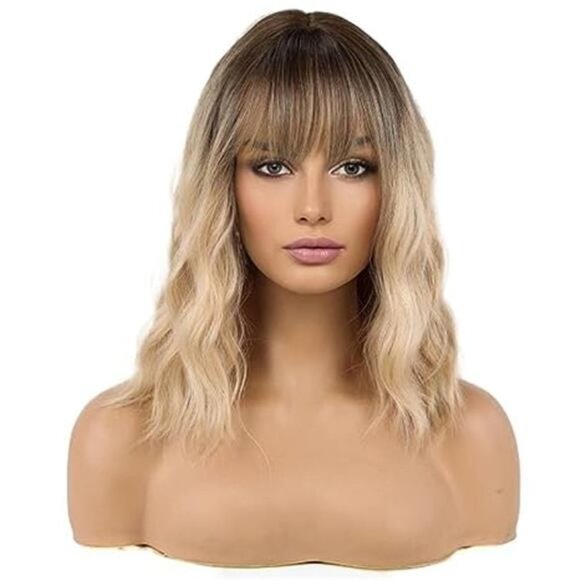 Wigs for Women Layered Synthetic Hair Wig with Highlight -  Blonde with Dark Roo main image 4
